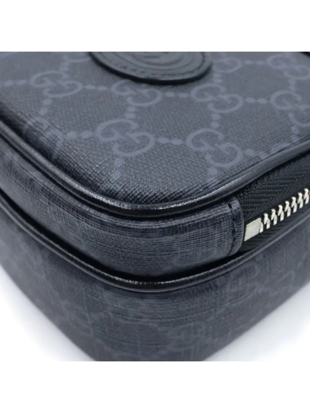 Gucci Interlocking G Mini Shoulder Bag Black Leather Silver